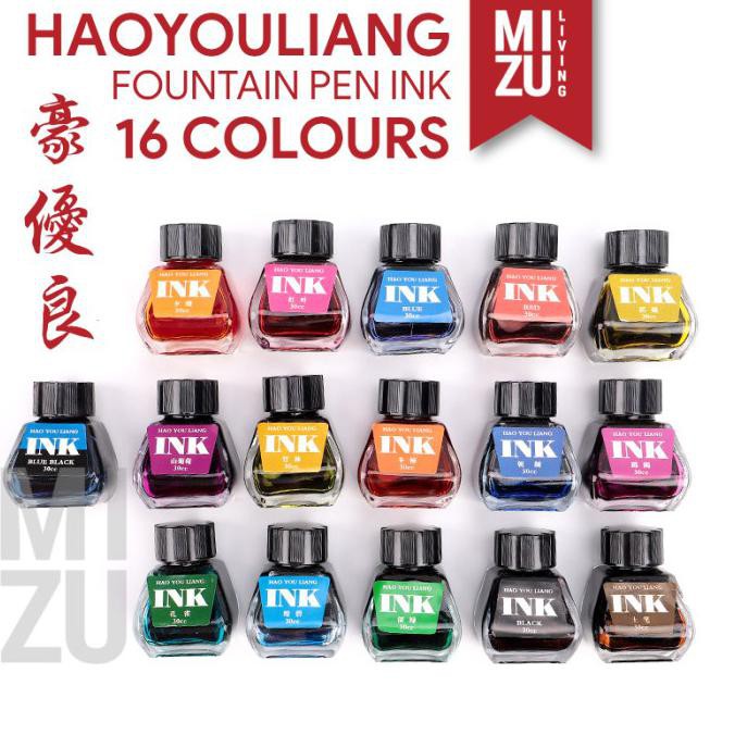 

Monggo] Mizu Hyl 16 Colours Fountain Pen Ink 30Ml Tinta Fountain Pen 16 Warna - Black