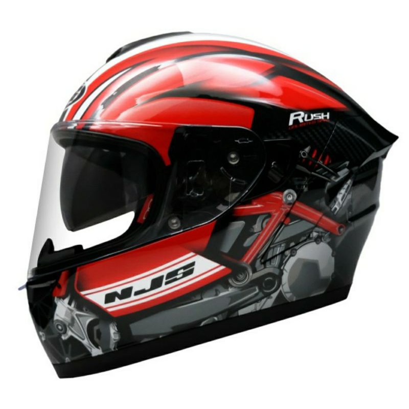 Helm NJS ZX-1 ZX1 zx 1 Red Rush merah ducati Gloss Glossy size L not shaddow