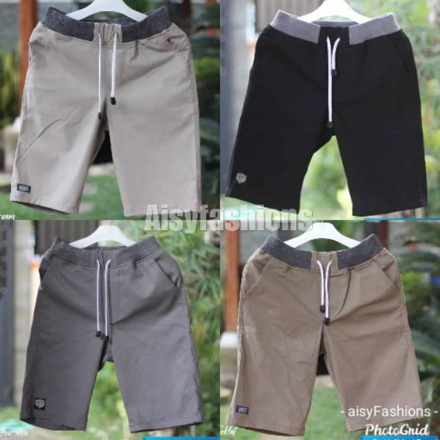  BIG SIZE Celana  Chino Pendek  Pria mick pinggang karet 