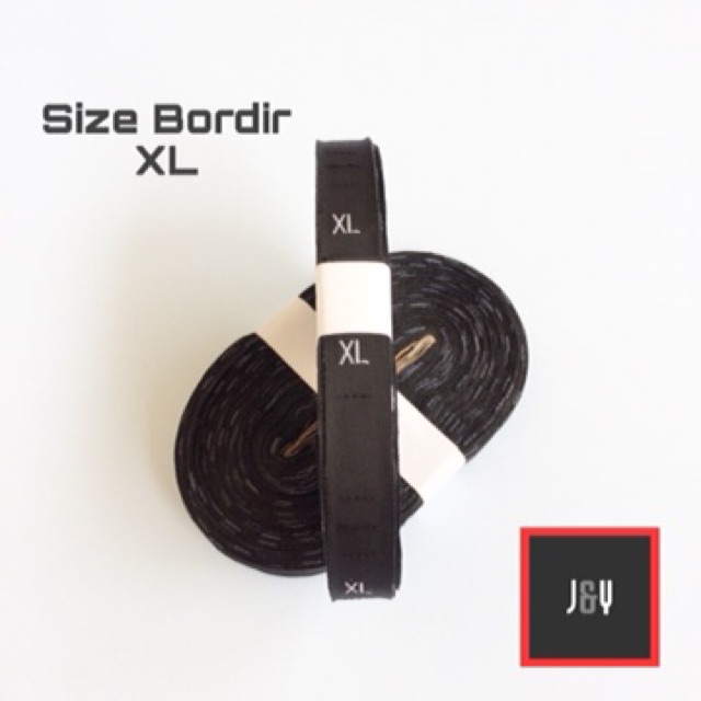 size bordir hitam lebar 1.2 cm