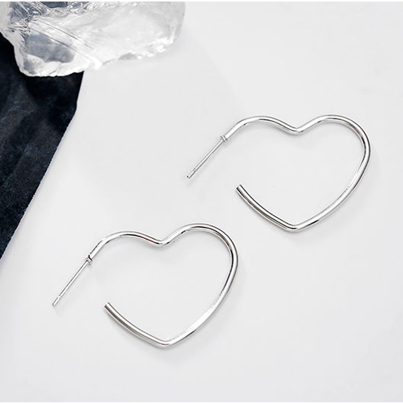 Magic789 Chic Fashion Big Heart Hoop Earrings for Women Korean Ear Jewelry