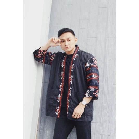 OUTER KIMONO ETNIK BATIK SONGKET PRIA tenun unisek blazer