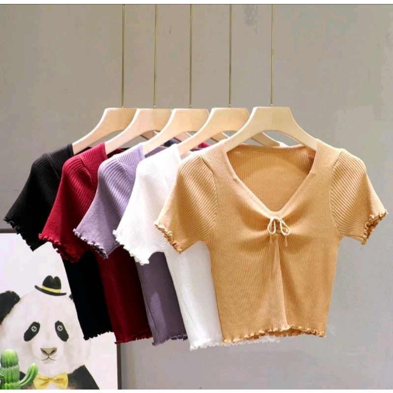 atasan crop wanita kekinian/fashion wanita remaja ala korea