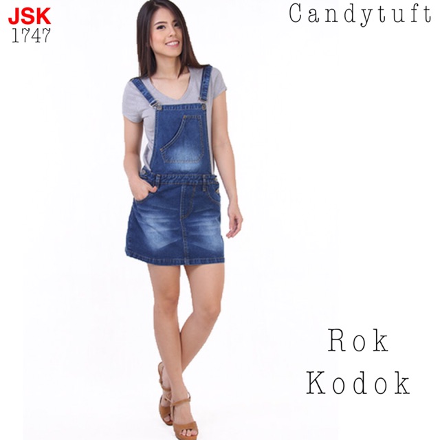 Playsuit Jeans Overall Rok Kodok 1747 rok kodok wanita basic biru denim playsuit