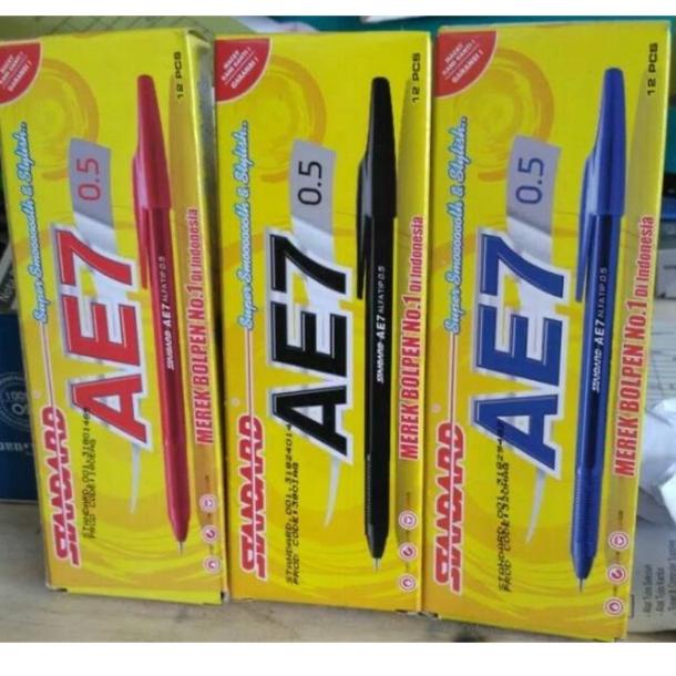 

(P9D9) ✔ Pulpen Standard Ae7 hitam / merah / biru //Bantingharga