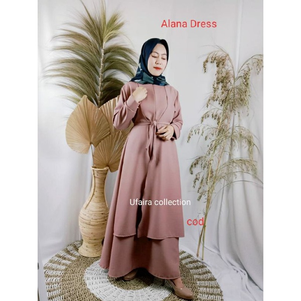 Ufaira olshop Gamis Ity Crepe/Alana Maxi Dress Baju Gamis wanita
