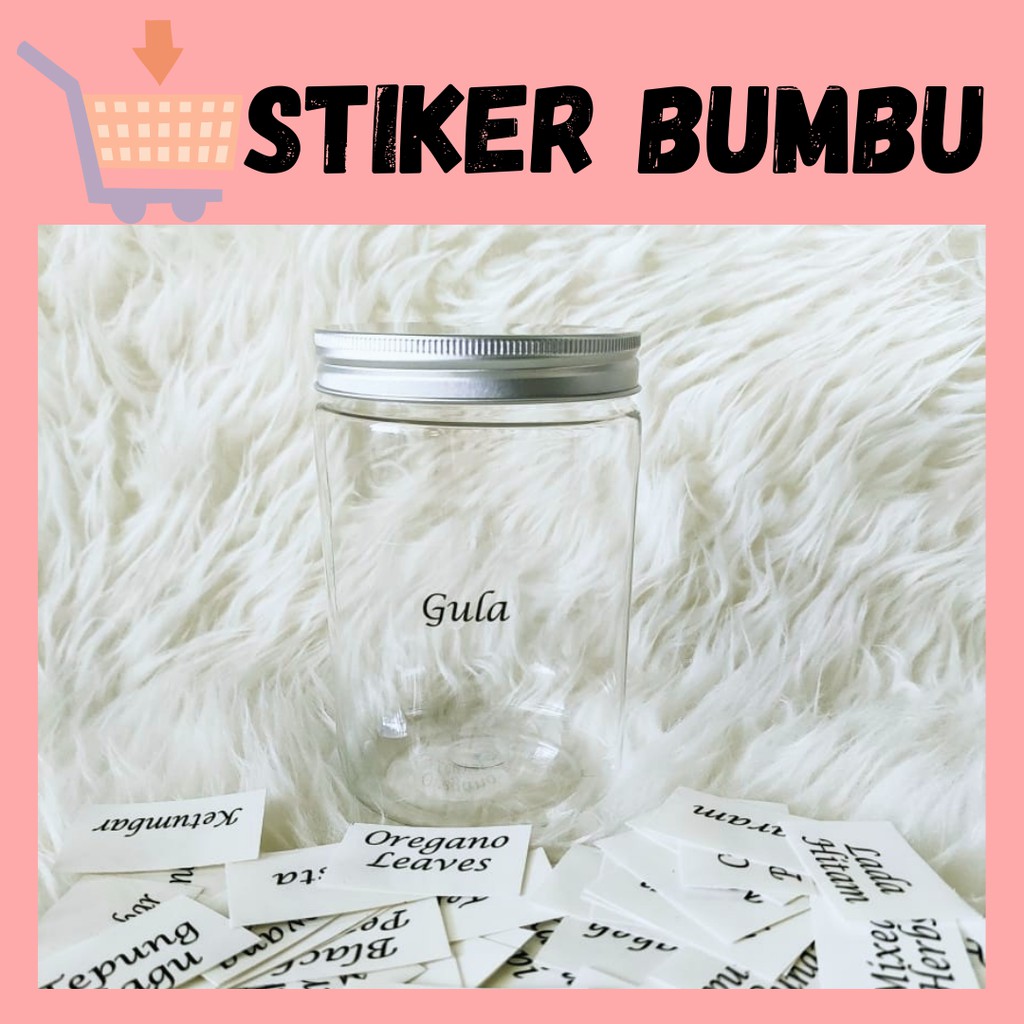

(ISI 12pc) Sticker Label Bumbu Dapur/ Vinyl Tahan Air/ Sticker Transparant/Label /Waterproof / Laundry/ Stiker Bumbu