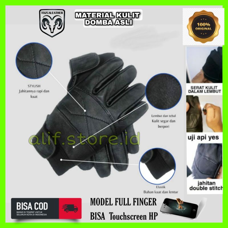 [BISA COD] Sarung tangan kulit full panjang cevlar glove finger asli domba Original 100% leather