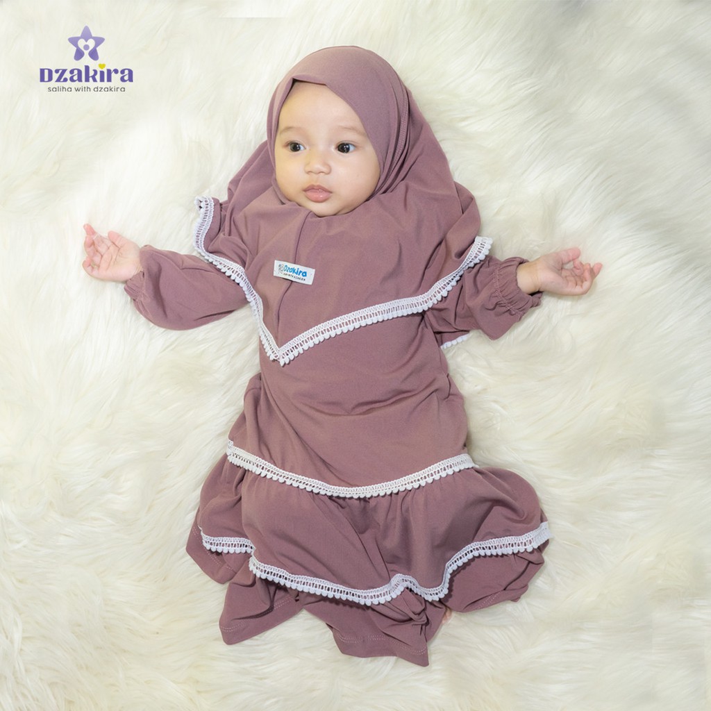 GAMIS BAYI 0-3thn RENDA POMPOM KIRANA PLUM JERSEY TWIST PREMIUM ORIGINAL by DZAKIRA