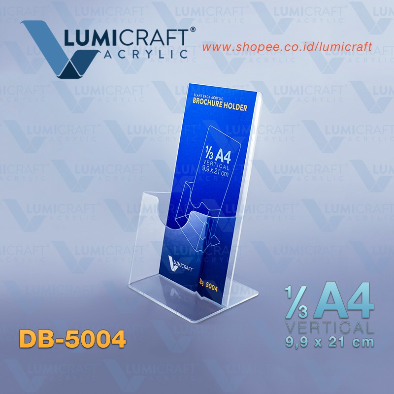 

Tempat Brosur Akrilik Meja ukuran 1/3 A4 (Sepertiga A4) Brochure Holder Acrylic - Lumicraft DB-5004