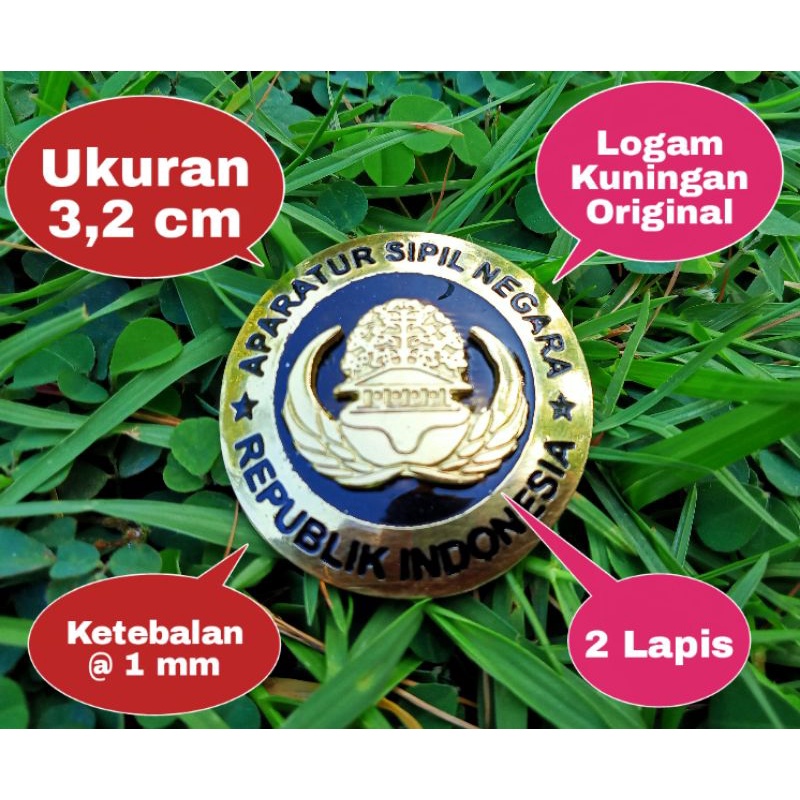 Pin Lencana Korpri ASN - APAPATUR SIPIL NEGARA  - KORPRI BULAT - TIMBUL - TUMPUK - DUA LAPIS - KUNINGAN ASLI - ANTI LUNTUR - PENITI &amp; DOUBLE MAGNET #Name Tag Indonesia