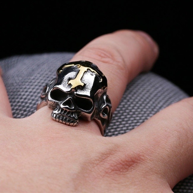 SEUSUK  Cincin Vintage Desain Tengkorak Punk untuk Motor COD