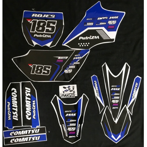 decal stiker yz 85 new dekal variasi striping custim fullbody hitam biru