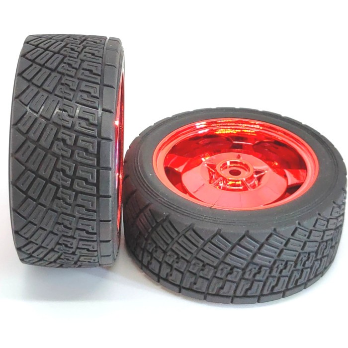 Roda Robot Smart Car 82mm Red RC Whell Velg Ban Karet Radial