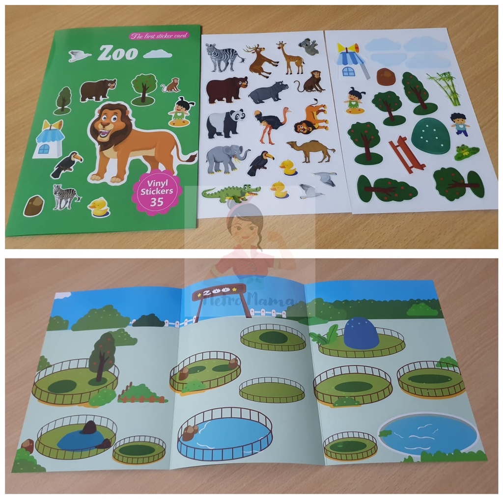 Album Stiker Anak Bahan Vinyl Reuseable / Buku Aktivitas Menempel Anak Waterproof