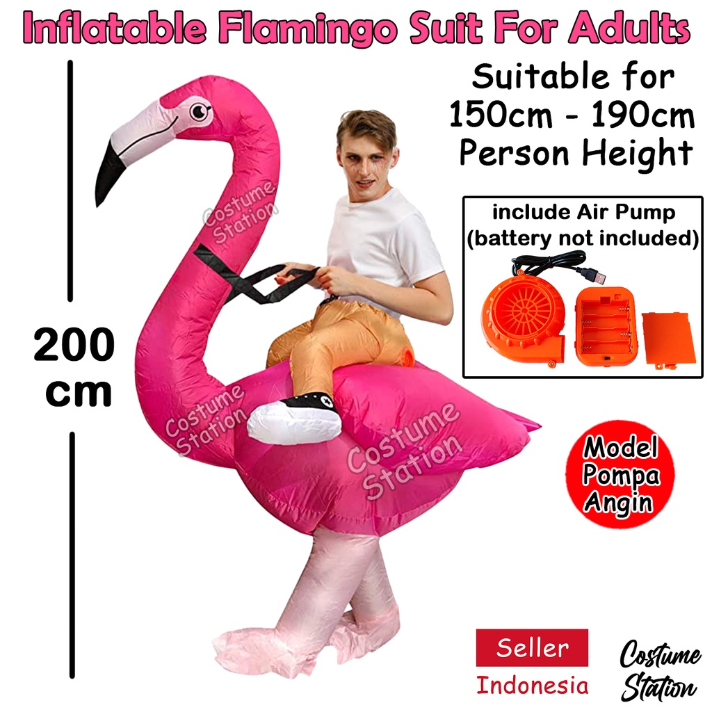 Kostum Flamingo Bird Burung / Costume Animal Hewan Binatang Inflatable pompa angin dewasa