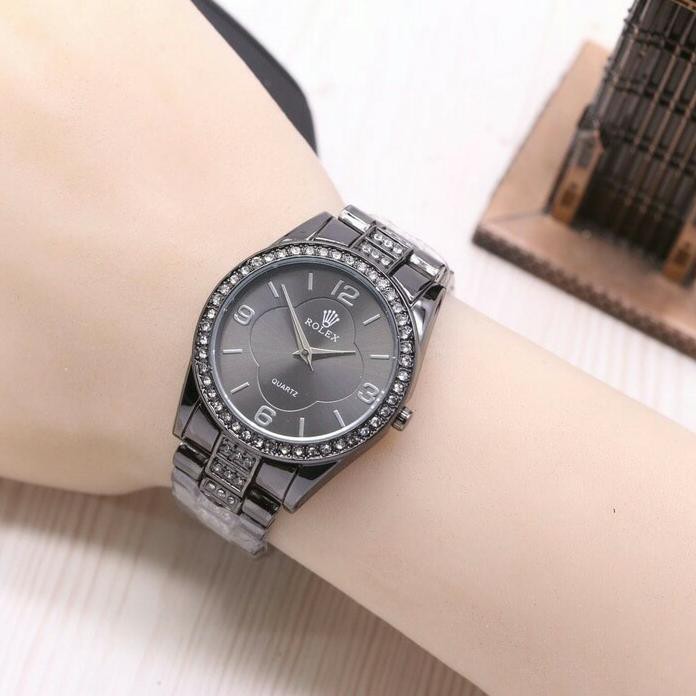 Stok Terbatas Jam Tangan Wanita Rolex Semi Ori / Jtr 1172 Hitam