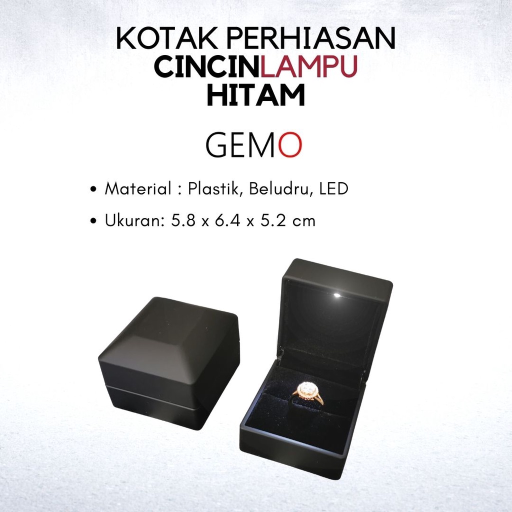 Kotak Perhiasan Berlampu Warna Hitam Set / Cincin / Liontin / Gelang / Kalung Koye / Jewelry Box Tempat Perhiasan Lampu LED Murah Cocok Untuk Gift / Hadiah, Lamaran, Mahar Pernikahan, Hantaran Tunangan, Seserahan Pernikahan