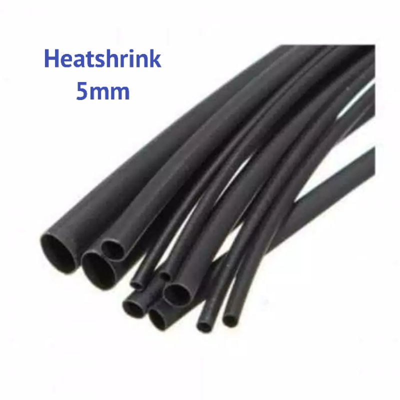 Heatshrink isolasi bakar 5mm hitam permeter