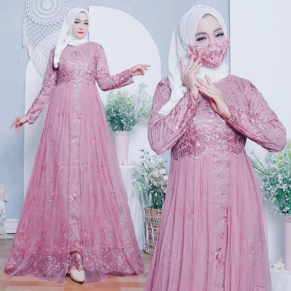 YURA/ GAMIS PESTA/ SERAGAM PERNIKAHAN/ SERAGAM KELUARGA/ SERAGAM BRIDESMAID/ GAMIS BRUKAT TILE REMAJ