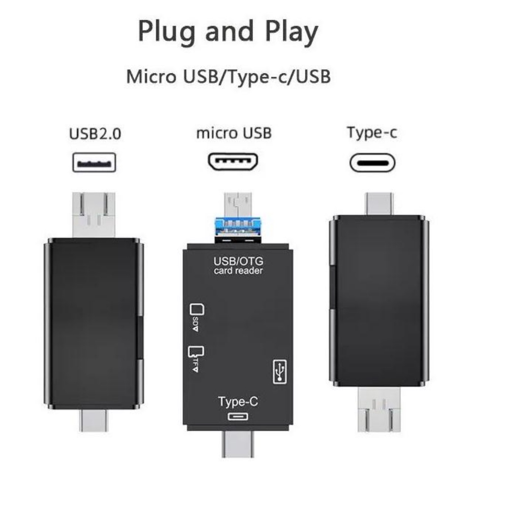 OTG Card Reader 6 in 1 Support USB 3.1 Type C / USB 2.0 / SD Card / Micro SD / Micro USB / USB Port AH011 - XOBOX