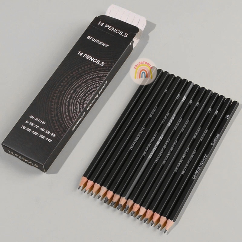 

Brutfuner Sketching Pencil Set 14pcs Drawing Graphite Pensil Gambar Sketsa
