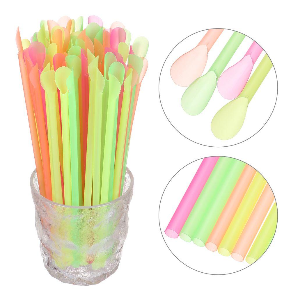 Suyo Sendok Sedotan Sekali Pakai Straight Straw Soft Drinking Supplie 100PCS