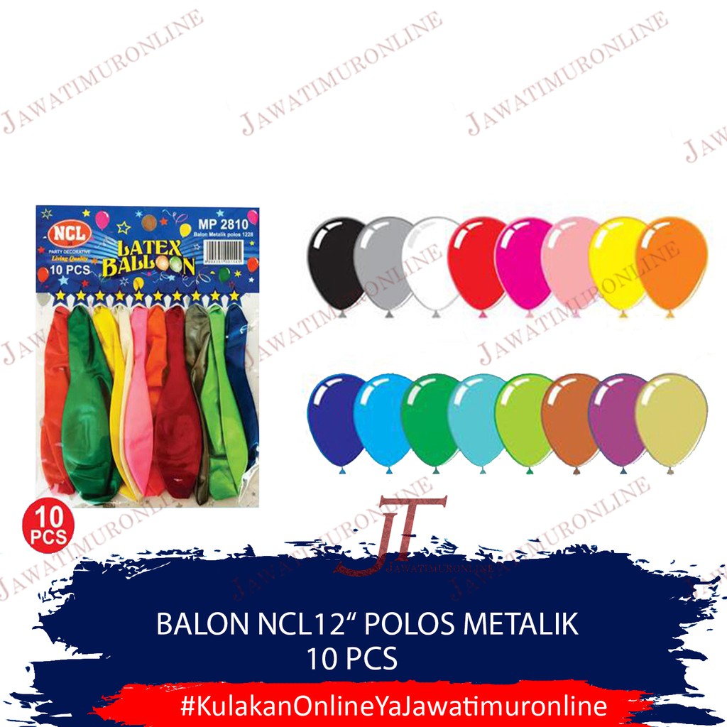 Balon Latex 12 Inch Metalik Polos Lempengan isi 10