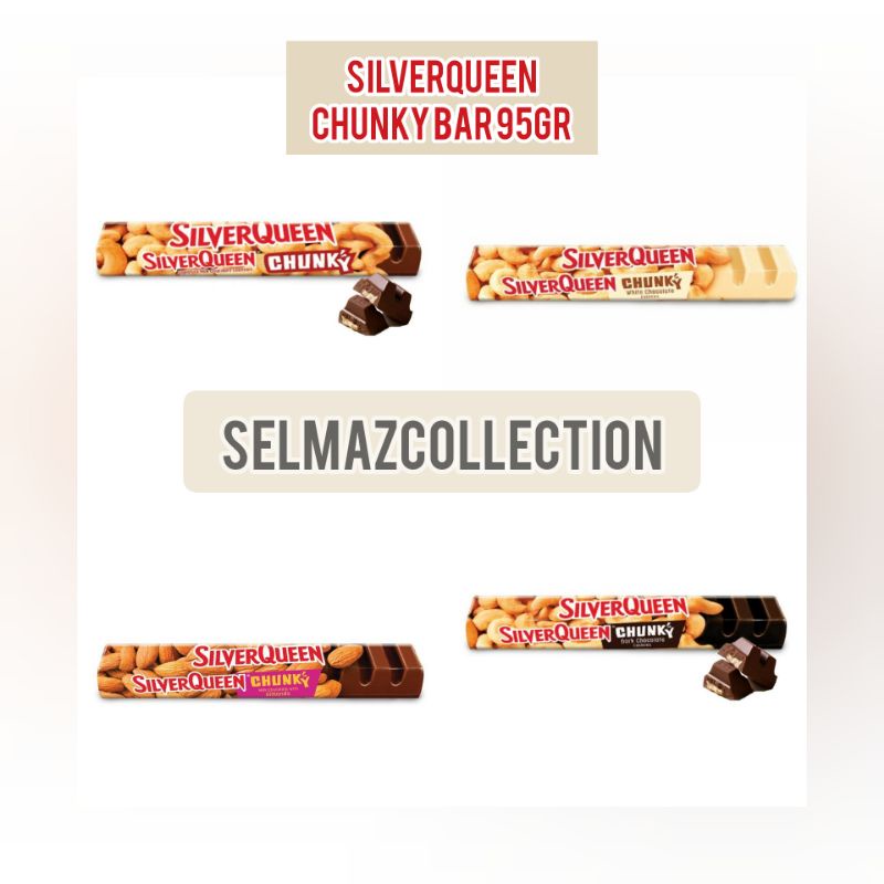 silver queen chunky bar 95 gr cokelat all variant Cashew Almond White Dark