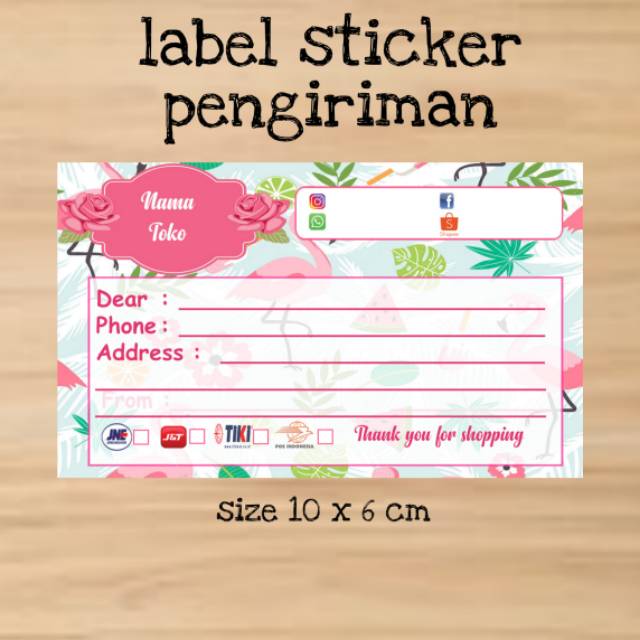

Label pengiriman tema flamingo