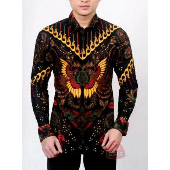 Kemeja Batik Kondangan Batik Pria Panjang Modern Motif Cakra Putih-KUPU KUNING