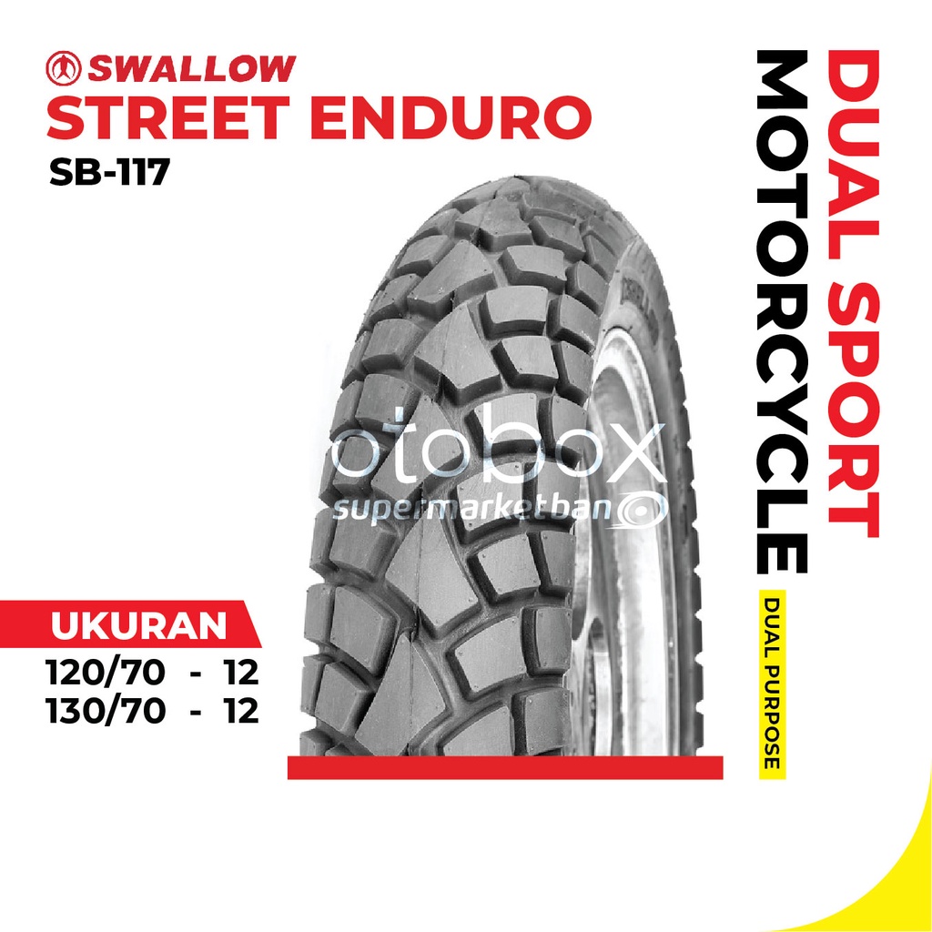 Ban Luar Motor Swallow SB-117 Street Enduro Tubeless Ring 12 Ukuran 120/70 130/70