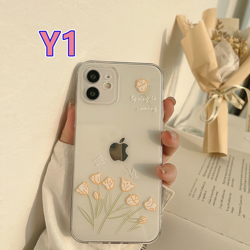 iPhone Floarl Summer Case iPhone 6 6s 7 8 Plus iPhone 11 12 Pro Max X XR XS MAX SE 2020 Fresh Flowers Memo Transparent Clear Soft TPU Back Cover Flower Casing for iPhone 7plus 8plus 12pro-Y1
