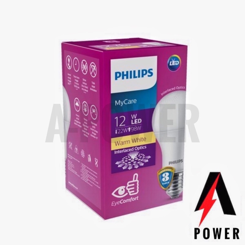 Philips - Lampu LED Bulb/Bohlam MyCare 12W (Putih / Kuning)