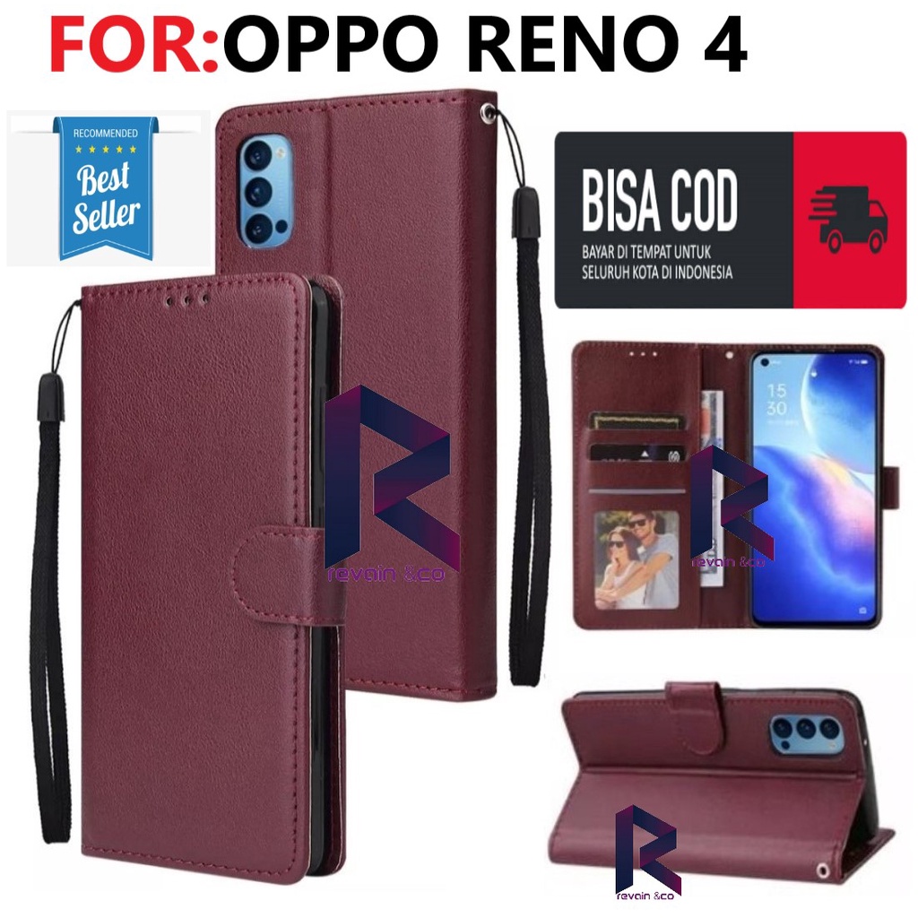 FLIP COVER OPPO RENO 4 CASING FLIP WALLET LEATHER KULIT PREMIUM SARUNG BUKA TUTUP FLIP CASE OPPO RENO 4