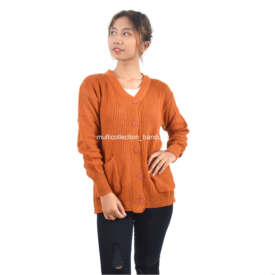 MERISSA CARDY PREMIUM KNIT / Cardigan Rajut XL / Merissa Outer Knit / Cardigan Sweater Wanita-coral