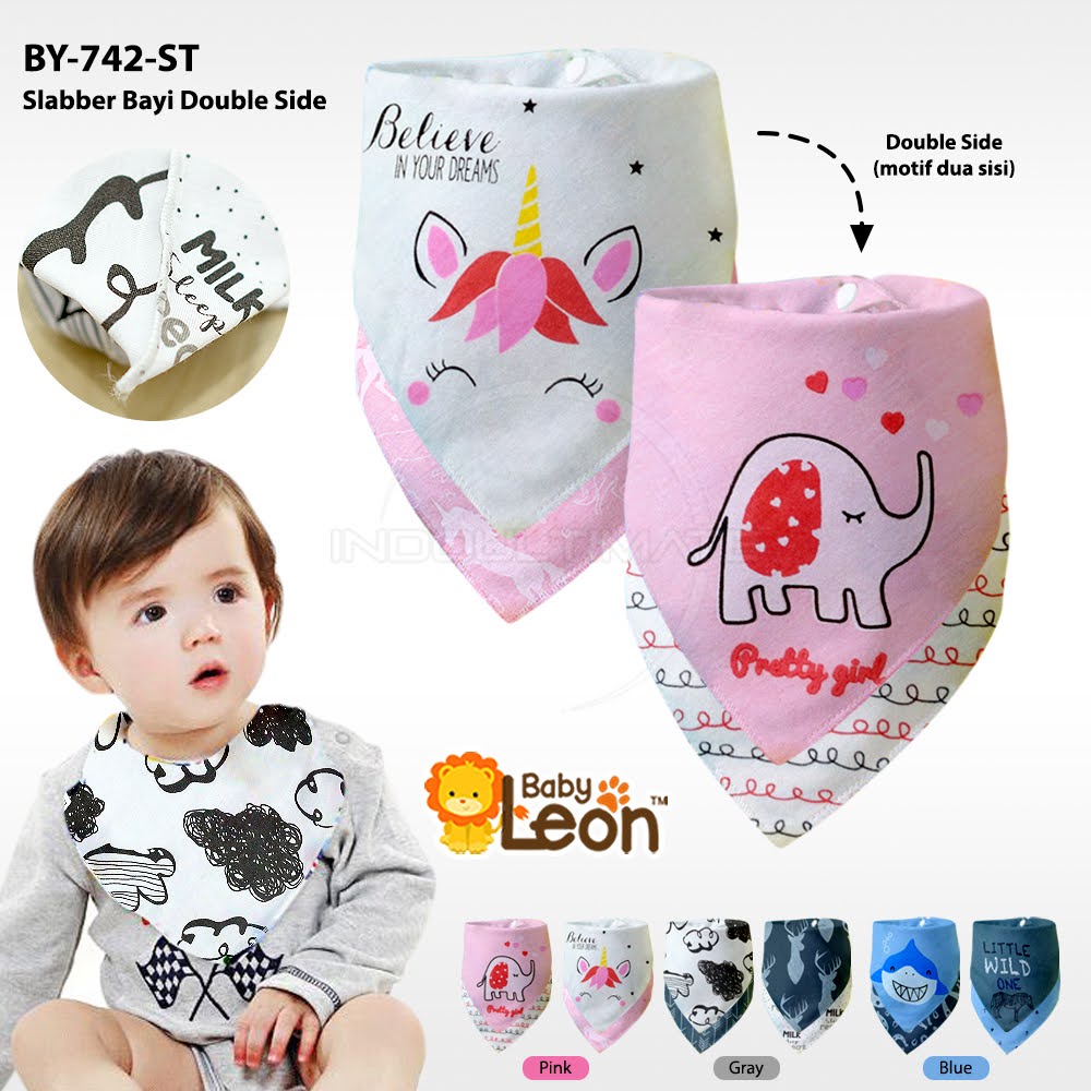 Slaber Bayi Bib Celemek Segitiga Bolak-Balik 2in1 Slaber Tatakan Iler 100% Cotton BY-742