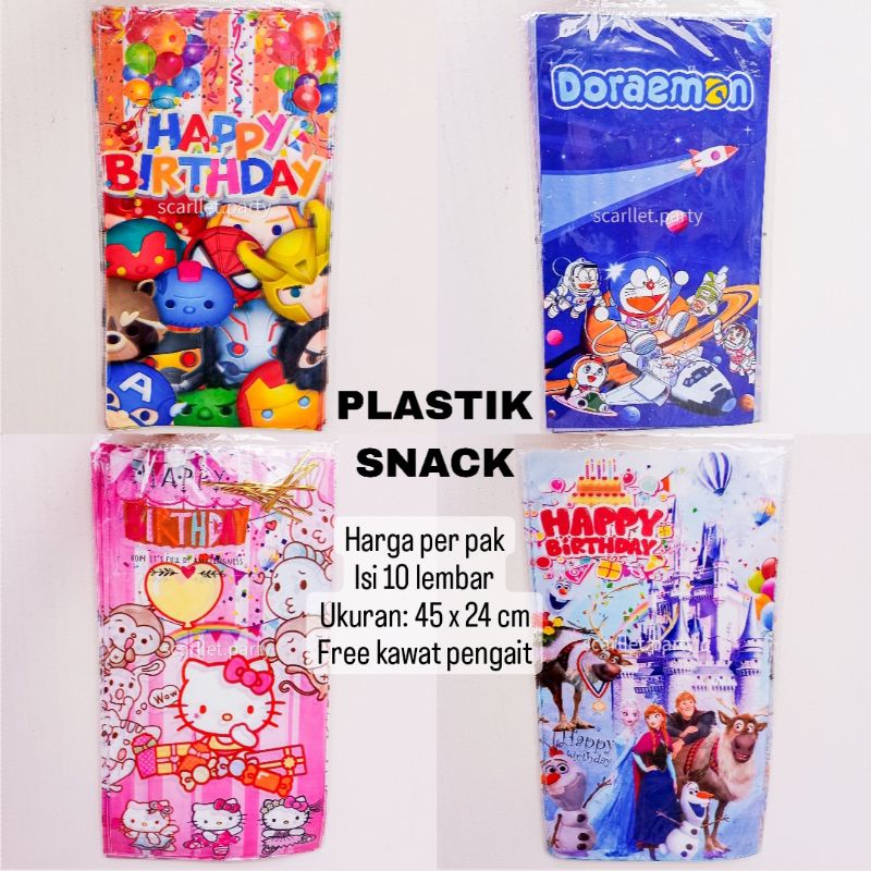 

PLASTIK SNACK BINGKISAN ULTAH KANTONG GOODIE BAG ULANG TAHUN HAPPY BIRTHDAY TOTE BAG PLASTIK PARSEL CHIKI HELLO KITTY FROZEN DORAEMON TSUM TSUM TAS KADO