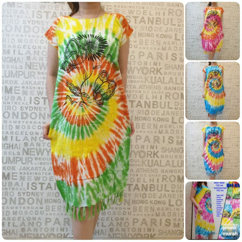 Dress bali XL pelangi kupu kupu rumbay bunga dewasa