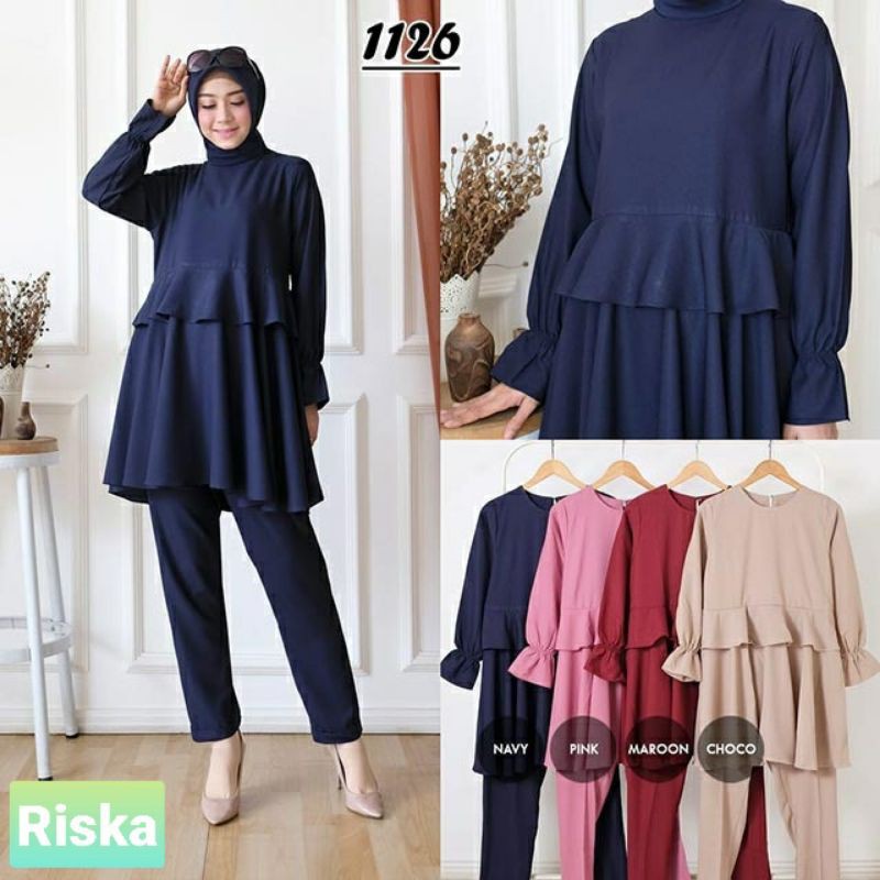 set celana blouse riska