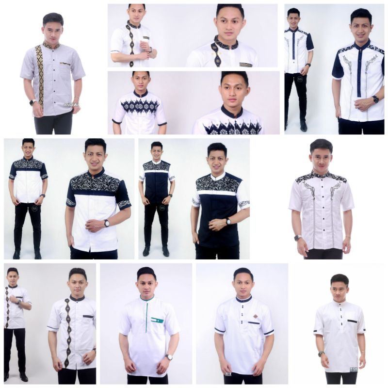 BAJU KOKO BORDIR LENGAN PENDEK WARNA PUTIH MURAH /BAJU KOKO BATIK MURAH