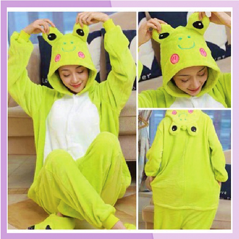 BAJU TIDUR KODOK KATAK KOSTUM ONESIE KIGURUMU PIYAMA DEWASA KARAKTER - FROG