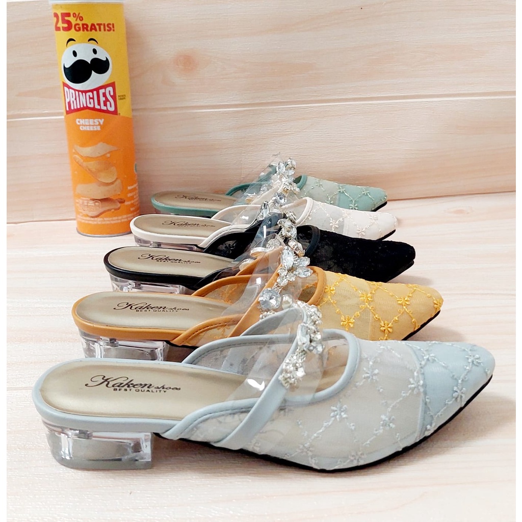 SANDALBAPAO TERBARU BUSTONG PERMATA 031 YD SANDAL WEDGES WANITA /SANDAL PESTA /SANDAL WANITA/SANDAL HAK KACA 3cm/SANDAL MEWAH