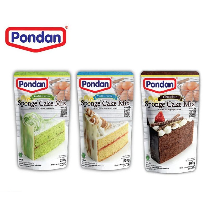 

PONDAN Sponge Cake Pouch 200gr Rasa Pandan Vanila Coklat Moka - Tepung Premiks Chiffon