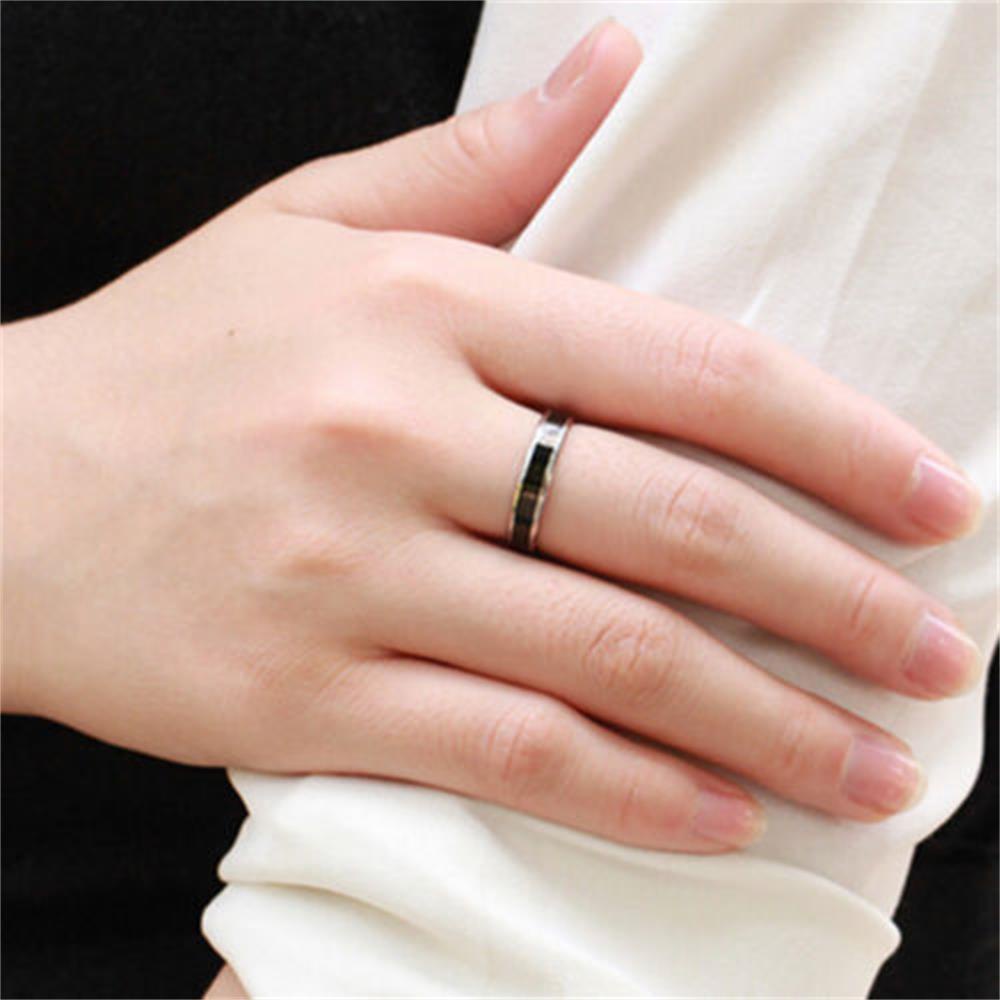 Lily Black Titanium Band Cincin Fashion Nikah Pasangan Lebar 4/6MM