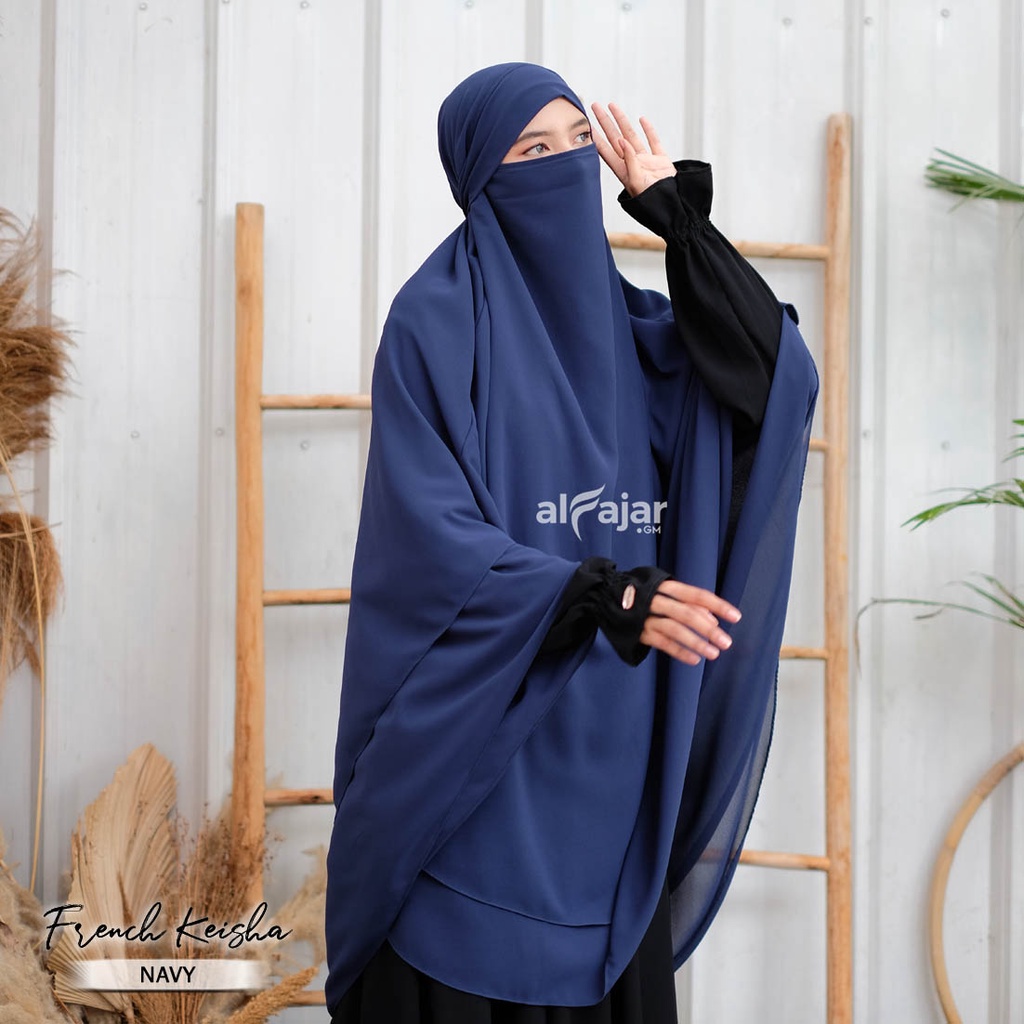 Jilbab Khimar French Jumbo Syar'i Keisha by Alfajar-Navy