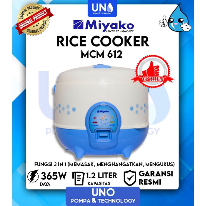 Miyako Magic Com Penanak Nasi 3 in 1 Rice Cooker 1.2 Liter MCM-612 / MCM612 / MCM 612