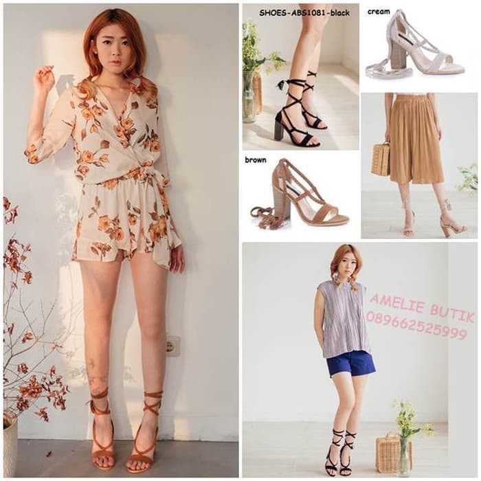 Sepatu Pesta High Heels Braided Kepang Sandal Gladiator Korea Import BEST.