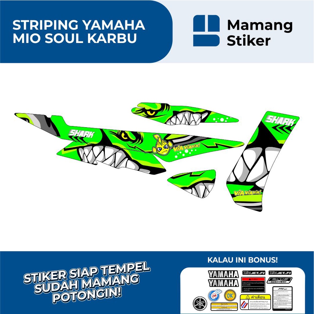 STRIPING YAMAHA MIO SOUL KARBU VARIASI 5 GRAFIS SHARK/MIO SOUL KARBU STIKER AKSESORIS ORIGINAL/STICK