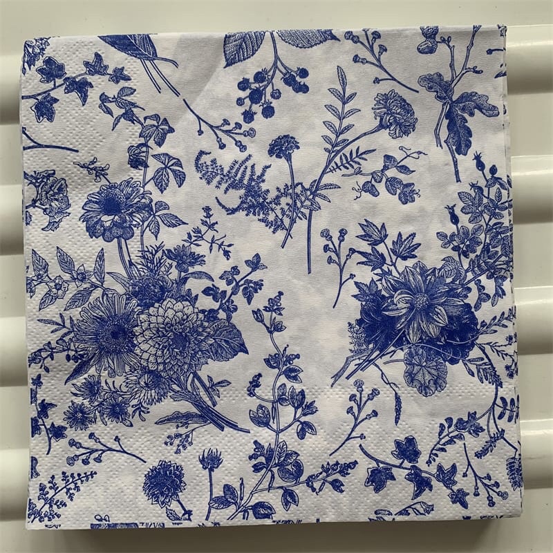 092. Decoupage napkins / Tisu decoupage bunga bunga biru
